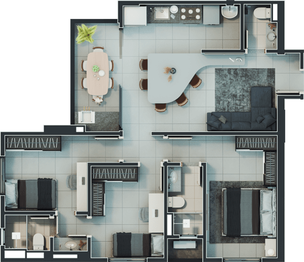 Planta 08 - 3 dorm 83 26m²