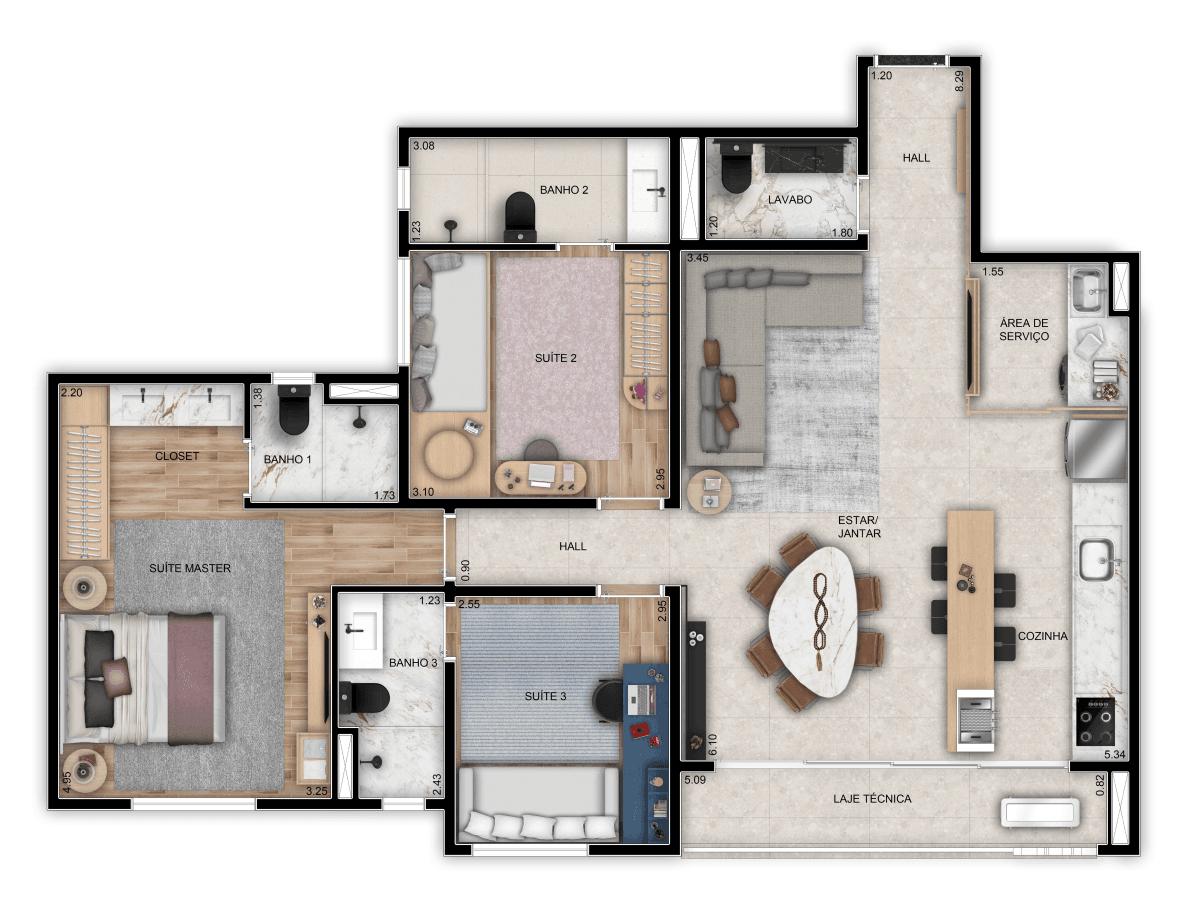 Planta 04 - 97m² 3 dorm