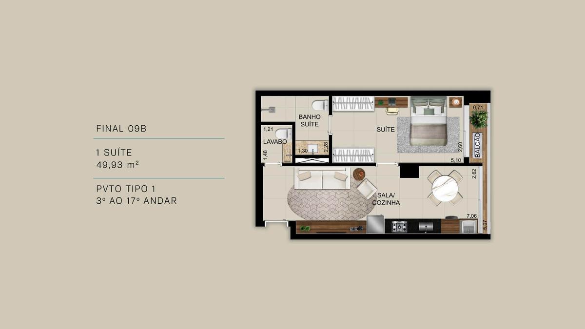 Planta 07 - 1 dorm 49 93m²