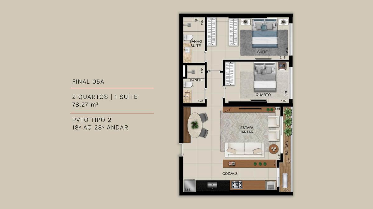 Planta 12 - 2 dorm 78 27m²