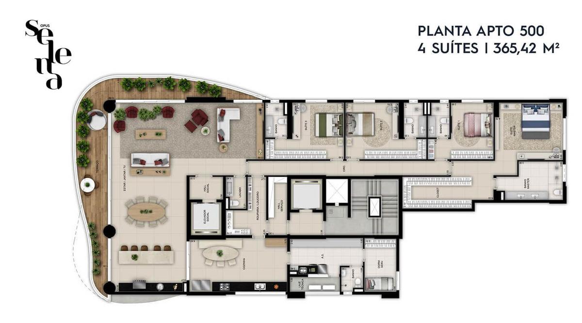 Planta 03 - 4 dorm 365 42m²