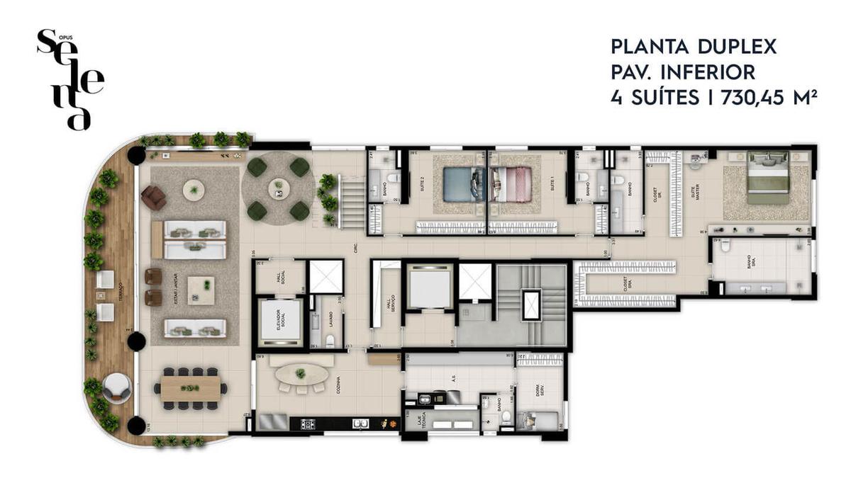 Planta 06 - 5 dorm 730 45m² - cobertura duplex inferior