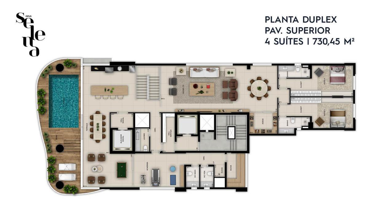 Planta 07 - 5 dorm 730 45m² - cobertura duplex superior