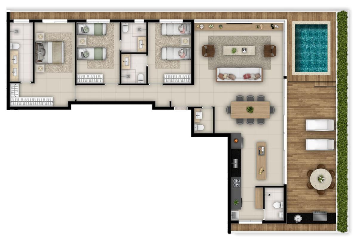 Planta 09 - 3 dorm 204 93m² - penthouse