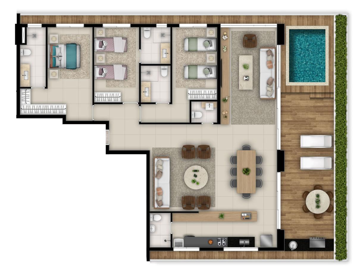 Planta 10 - 3 dorm 219 14m² - penthouse